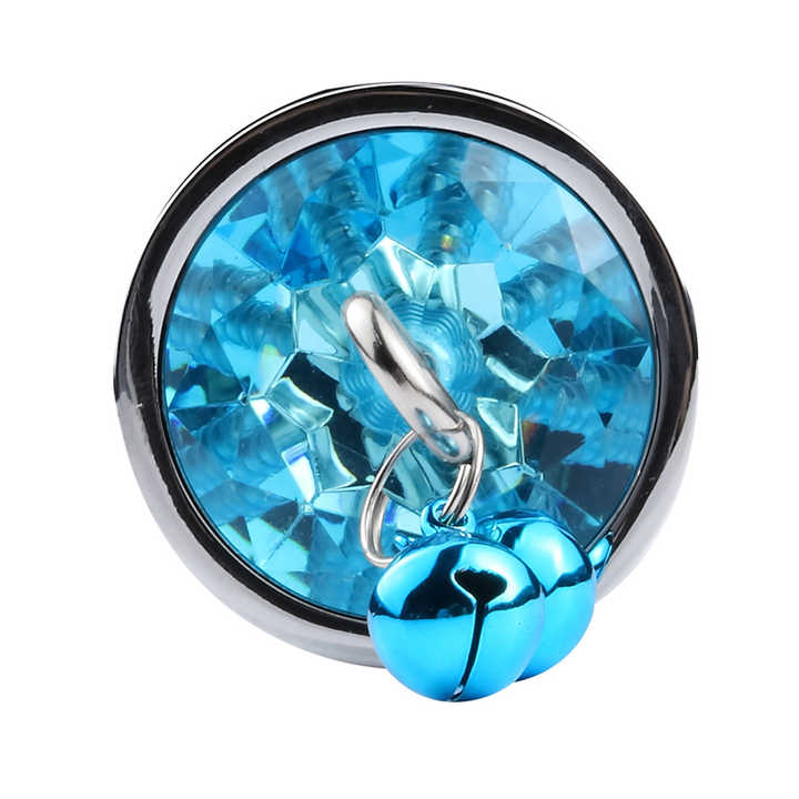 Totally Gemmed Plug with Leash – Metal Butt Plug with Bells & Crystal Gem