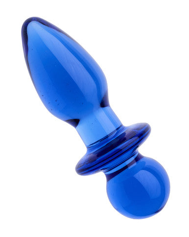 Lucent Azure Bulbed Glass Butt Plug