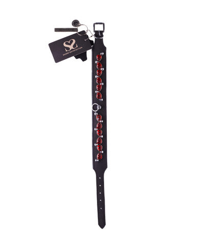 245247 - Bound X Spiked Collar With Red Gems