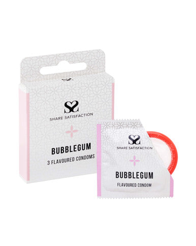 269825 - Share Satisfaction Bubblegum Flavoured Condom 3 Pack