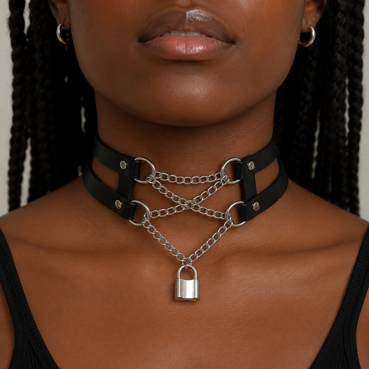 Scarlet Locking Faux Leather Collar - Scarlett or Black