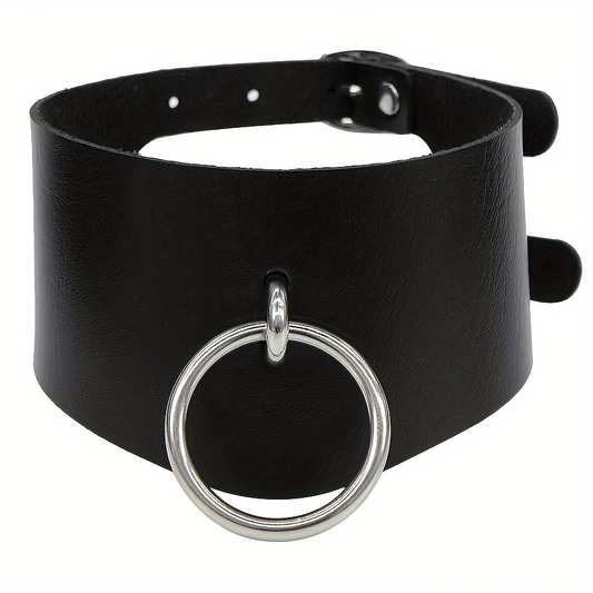 Faux Leather Posture Collar – Wide O-Ring
