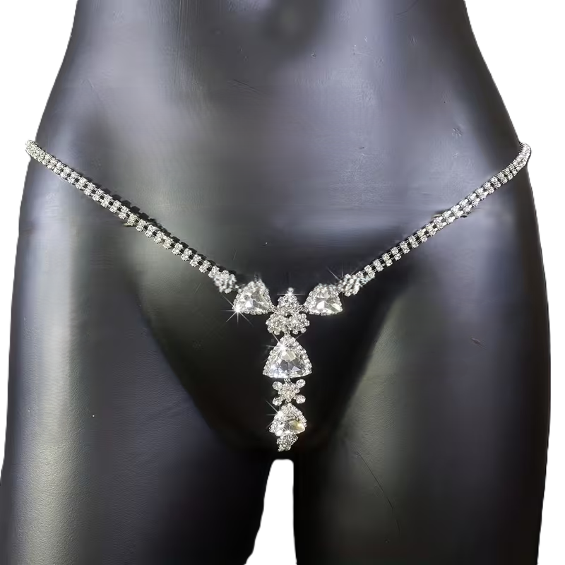 Rhinestone Adjustable G-String – Statement Chain